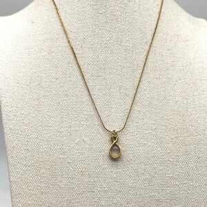 Giovanni Gold Tone Necklace with Faux Moonstone Teardrop‎ Pendant Fine Chain